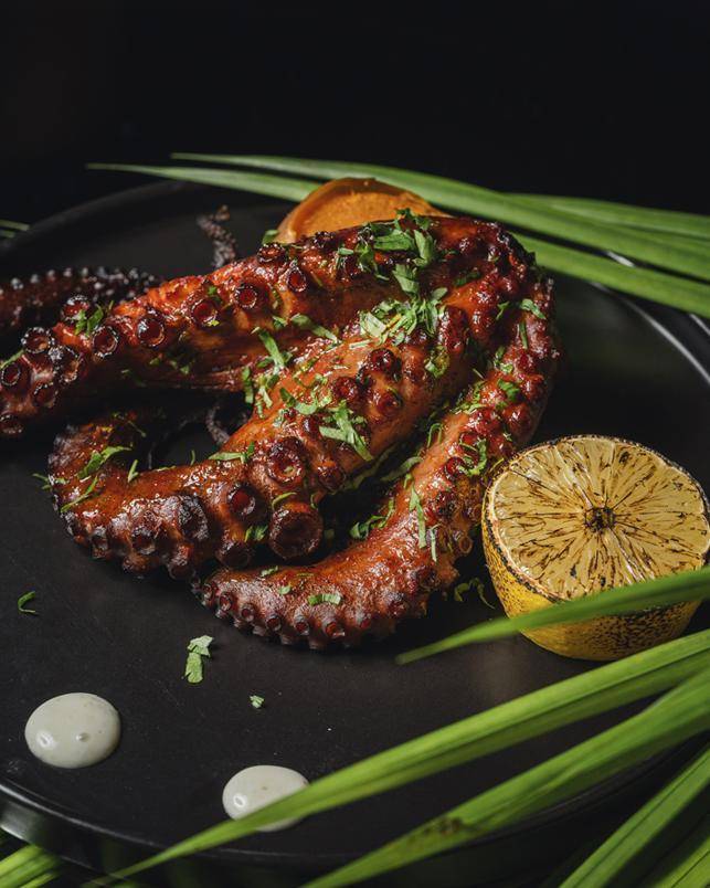 Pulpo a las brasas en Tulum